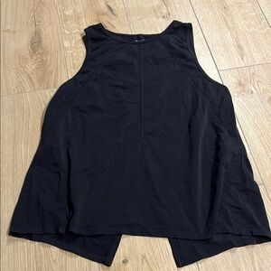 Athleta Black Foothill Crew Cutout Sleeveless Split Back Tank Top